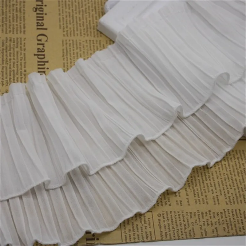 

Now 13cm Double Pleated Chiffon Clothing Ruffle Lace Overlock Organ Pleated Regular Pleated Skirt Decorative Lace