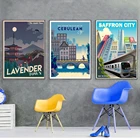 Домашний Декор без рамки Покемон путешествия аниме постер керамический город Лаванда пейзаж холст печать искусство картина настенное искусство