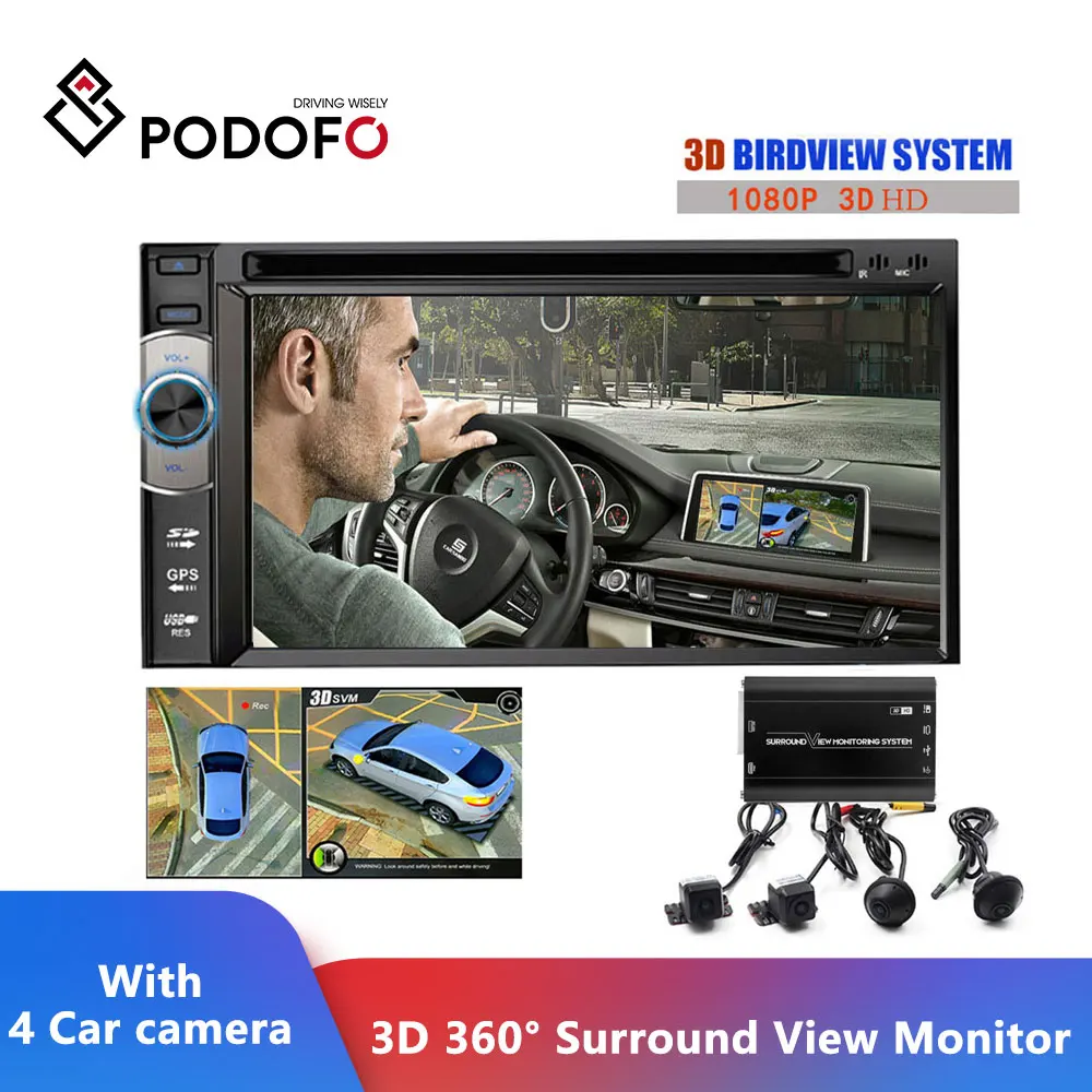 Podofo 3D 360 градусов HD система наблюдения за объемным видом с панорамой птичьего