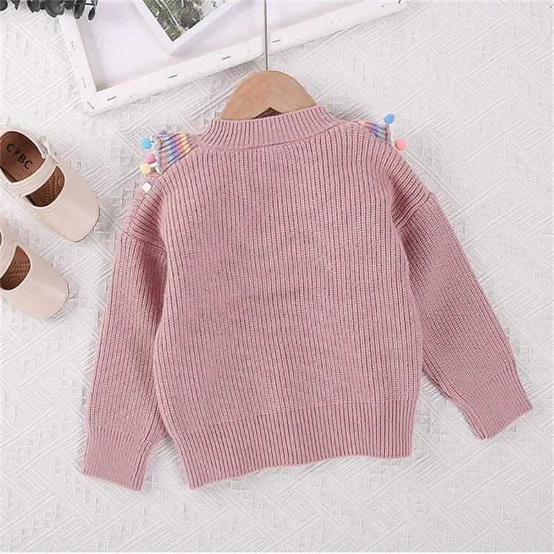 Knit комплекты трикотажной одежды для девочек; детский шерстяной свитер в полоску; платье-комбинезон; пуловер с кроличьими волосами; комплект одежды для детей