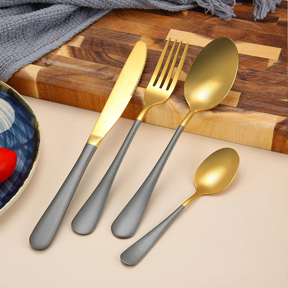 Набор Европейской посуды многоразовые Сталь столовые приборы с металлическая
