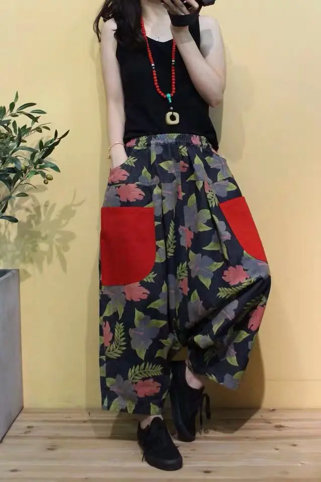 Женские шаровары свободные джинсы в стиле хип хоп большие размеры|Брюки| |