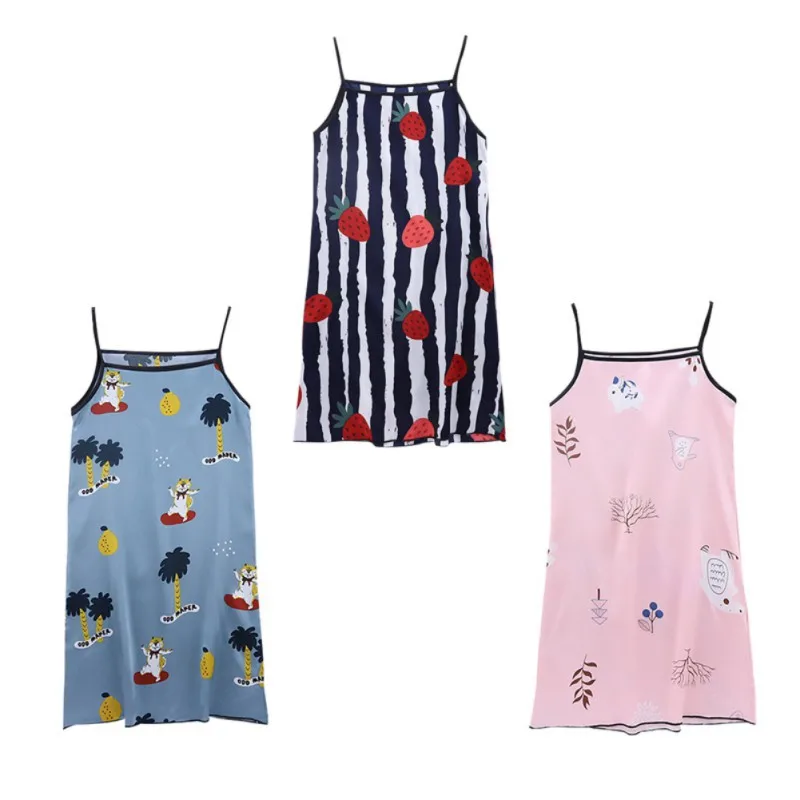

2021 Summer New Children's Pajamas Dress Air-conditioned Suspender Sleepwesr Baby Girl's Home Wear Nightdress