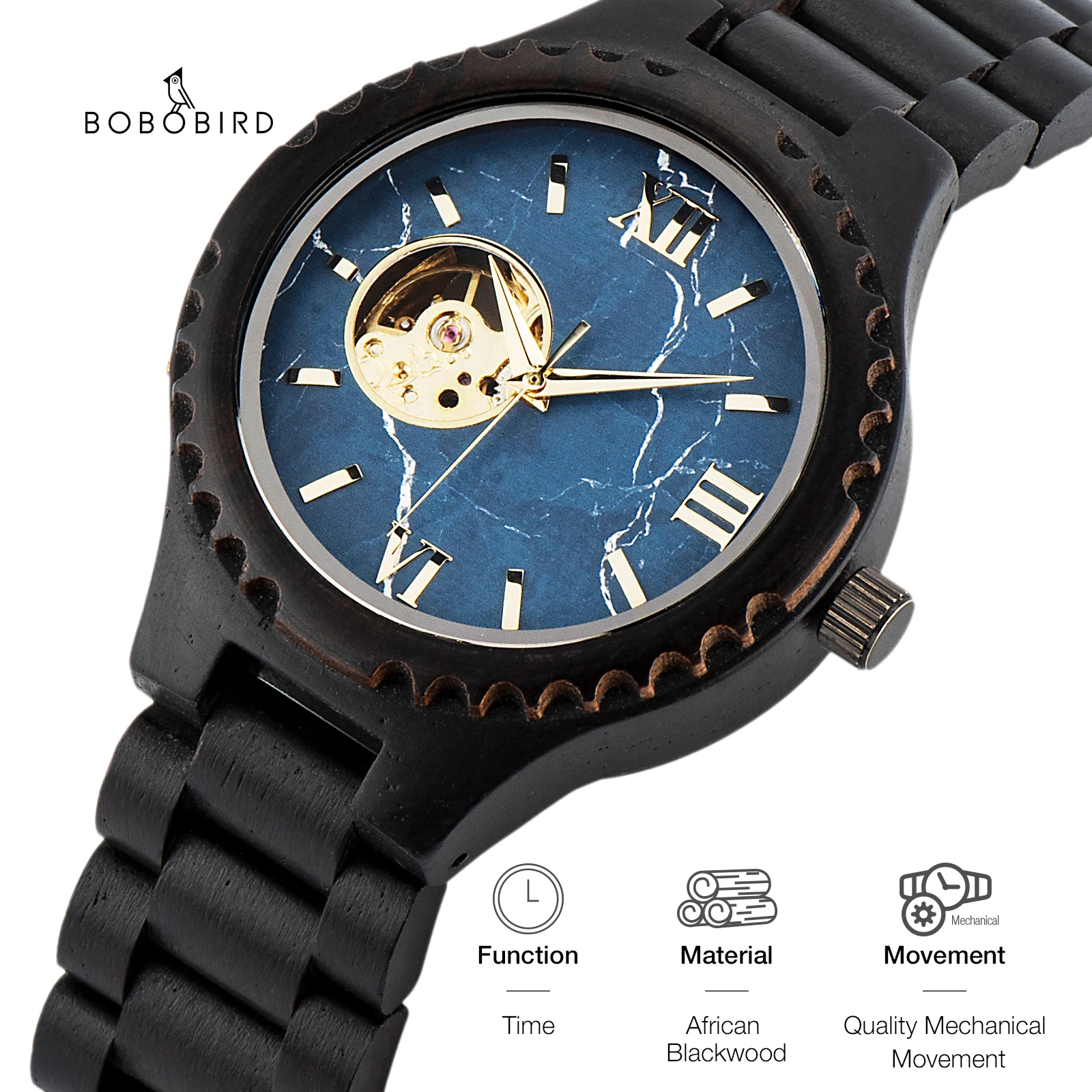 

Мужские часы BOBO BIRD, автоматические механические наручные часы, многофункциональные деревянные часы, мужские часы, мужские часы