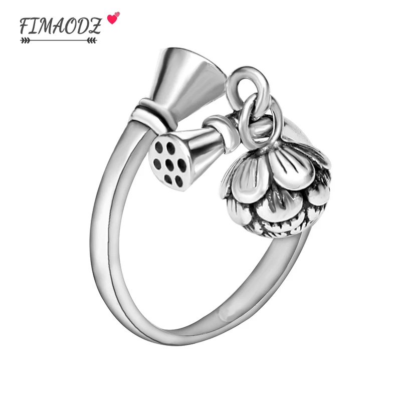 FIMAODZ новый дизайн винтажное серебряное кольцо с лотосом горячая Распродажа