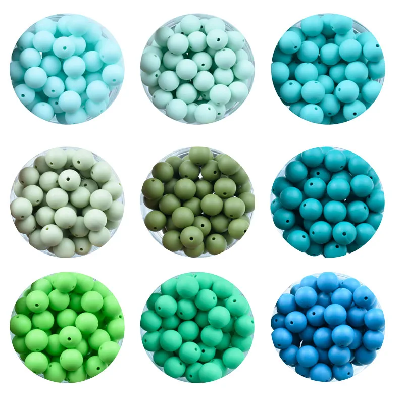 Cuentas redondas de silicona para dentici&oacute;n de beb&eacute;, Clips masticables para chupete, de grado alimenticio, sin BPA, juguete de dentici&oacute;n, 100 piezas, 15MM-5