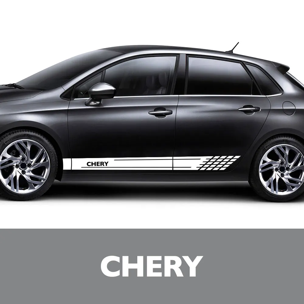 

2 шт. автомобильные боковые наклейки на дверь для CHERY TIGGO 5 A1 A3 A5 QQ KIMO INDIS JAGGI автомобильные аксессуары длинная полоса виниловая пленка наклейки