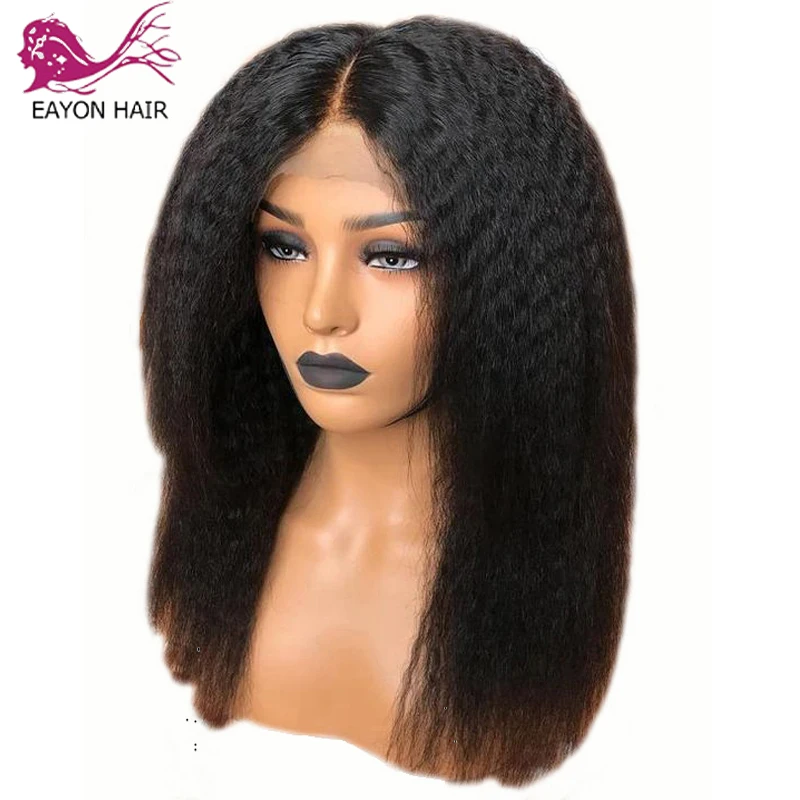 

EAYON Brazilian Kinky Straight Full Lace Wigs Human Hair With Baby Hair Pre Pluck 130% Density Remy Hair wig for Black Women