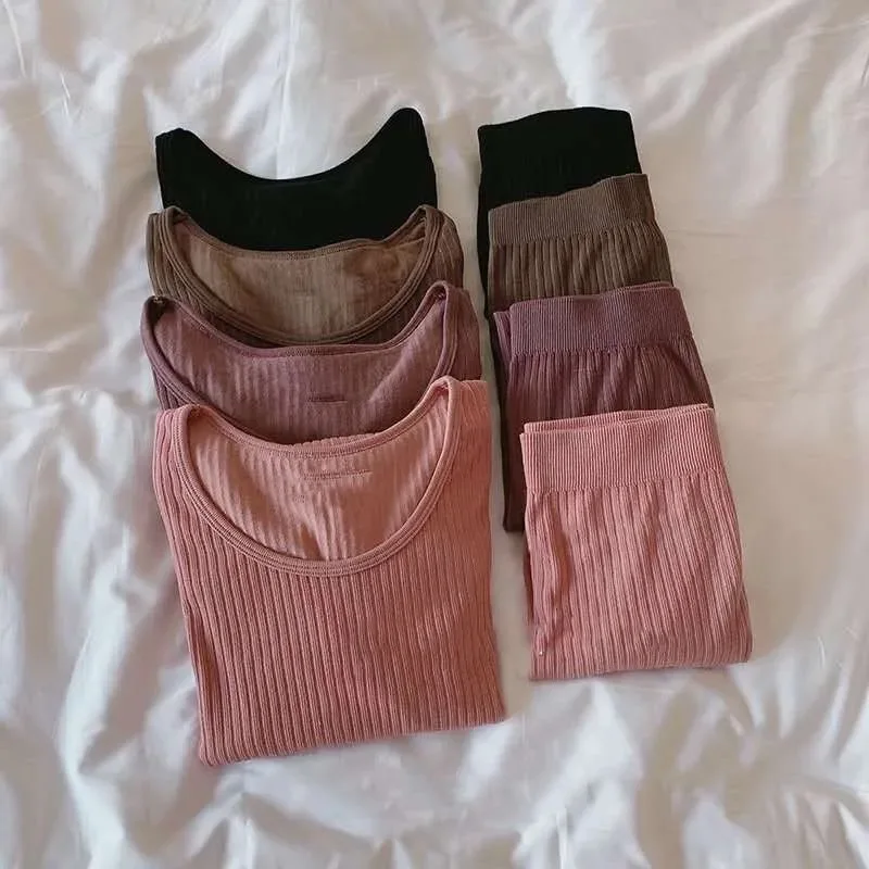 

Sexy Slim Women 2 Piece Set Ladies Winter Warm Suit for Women Underwear Set Second Skin Winter Long Pajamas Thermal Clothing