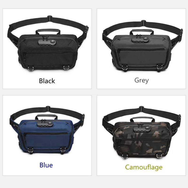

OZUKO 2020 New Anti-theft Men Waist Bag Casual Fanny Pack Male Waterproof Travel Waist Bag USB Charging Chest Bag Multifunction