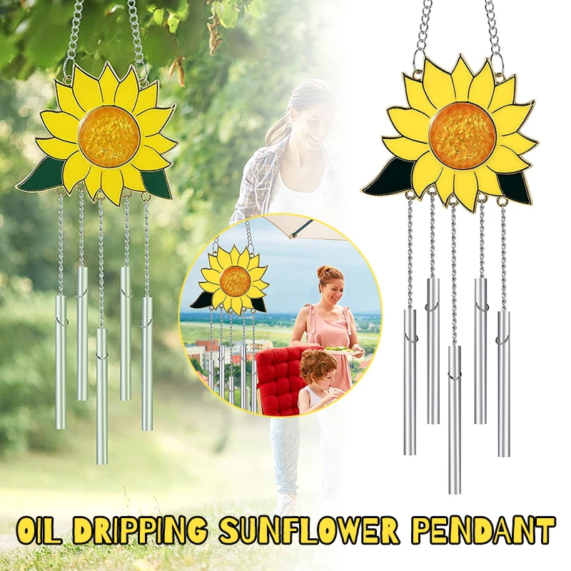 

Sunflower Wind Chimes Art Metal Windbell Aluminum Tube Indoor Yard Garden Decoration Ornament Hanging Suncatcher WindChimes