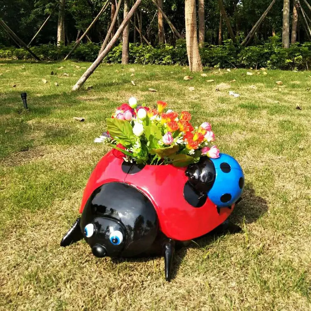 

Resin Ladybug Planters Flower Pot Decor Simulation Animal Statue Planter Garden Lawn Succulent Plant Pot