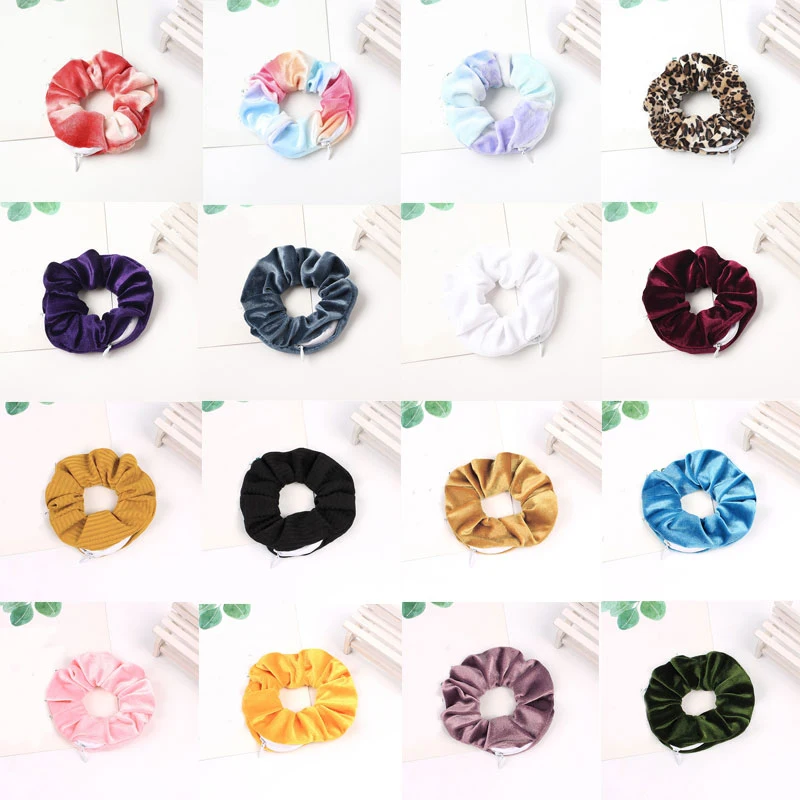 2020 Fashion Korea Hair Scrunchie Ties Rope Elastic Bands Women Girls Zipper Headwear Ponytail Holder Accessories |