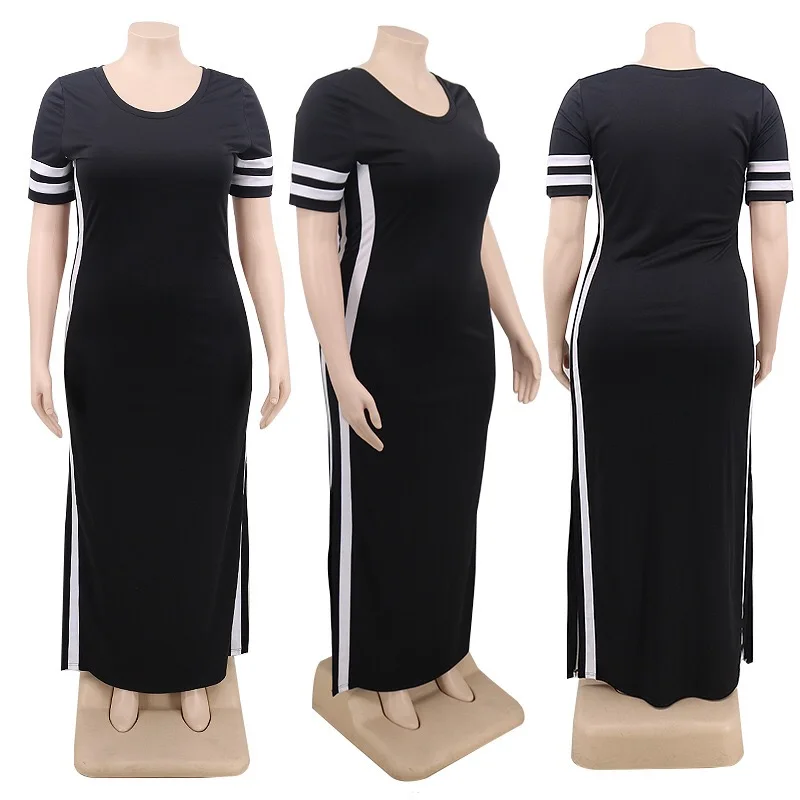

4XL 5XL Plus Size Long Dress African Ladies 2020 Summer New Causal Side Slit Plain For Night Club Wear Causal Vestidos Dress Hot