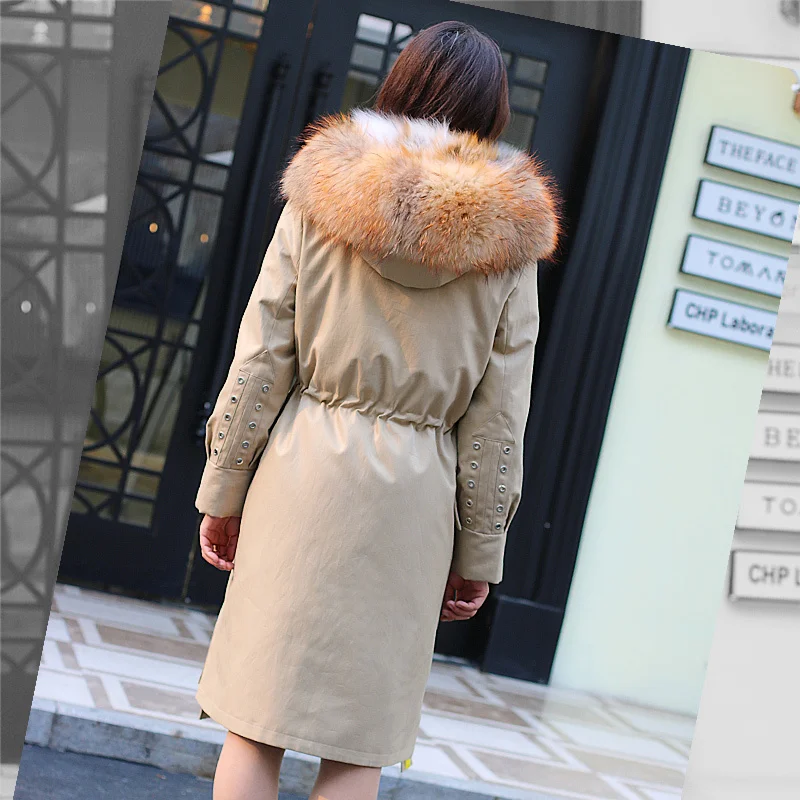 

Пальто женское зимнее с длинным рукавом, плотное теплое однобортное повседневное пальто с капюшоном, Лисий мех, CY311