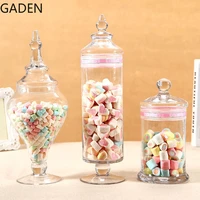 european style transparent glass candy jar wedding decorations with glass cover decorative jars home desktop storage decorations