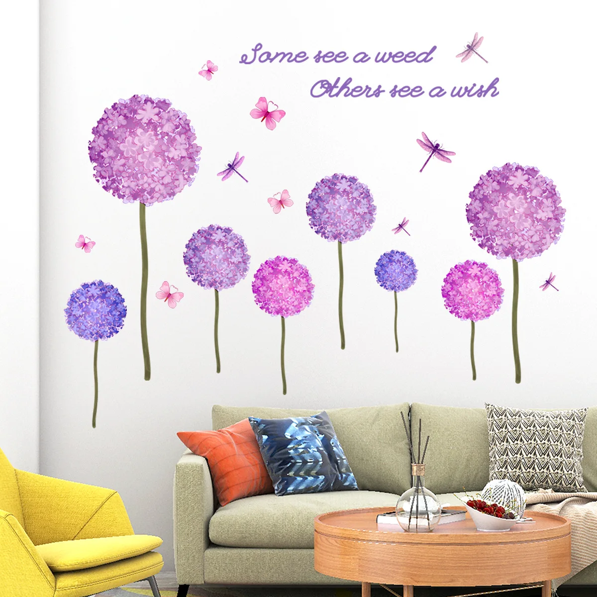 

Dandelion Dragonfly Simple Decorative Wall Stickers Background Wall Living Room Bedroom Creative Wall Stickers