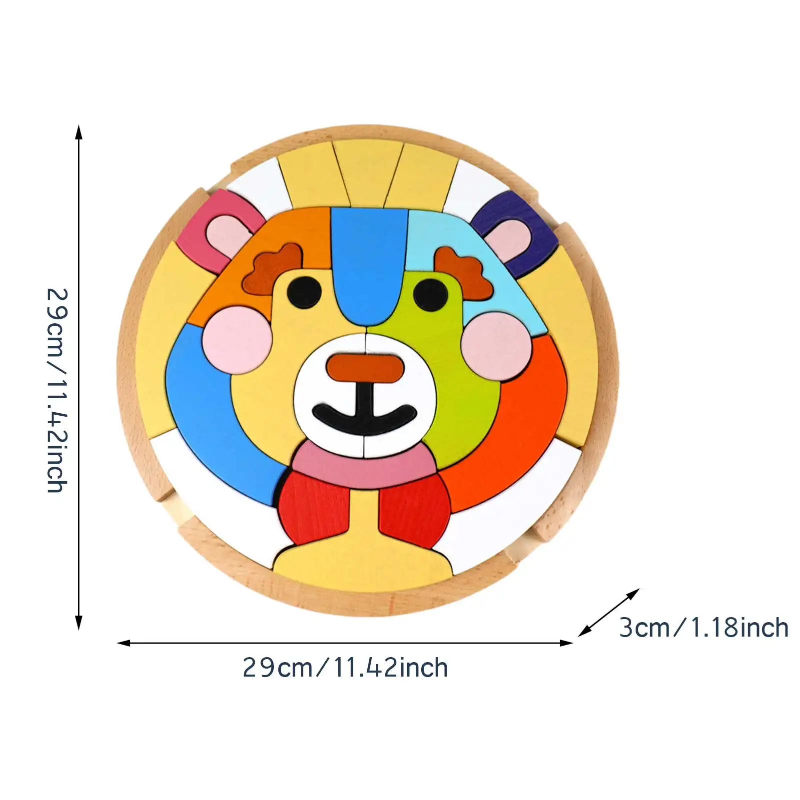 

Wooden 3D Puzzle Blocks Tangram Shapes Learning Cartoon Animal Montessori Educational Learning Toys For Children Bear Puzzle