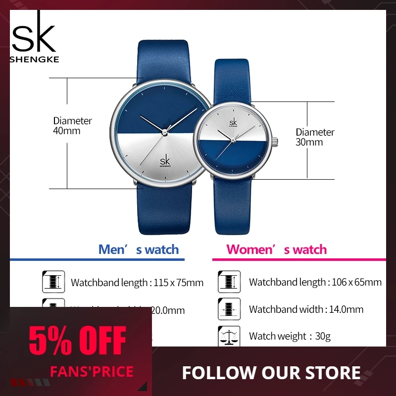 Часы ShengKe для влюбленных модные мужские и женские повседневные кварцевые часы с