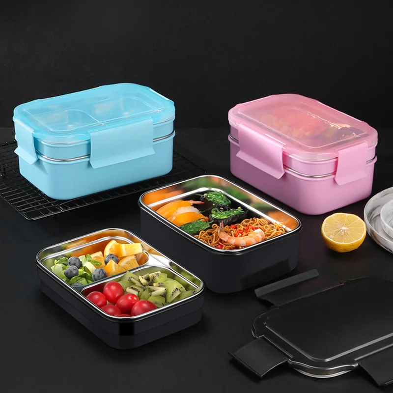 GURET прочный Ланч бокс из нержавеющей стали двухслойный пищевой контейнер