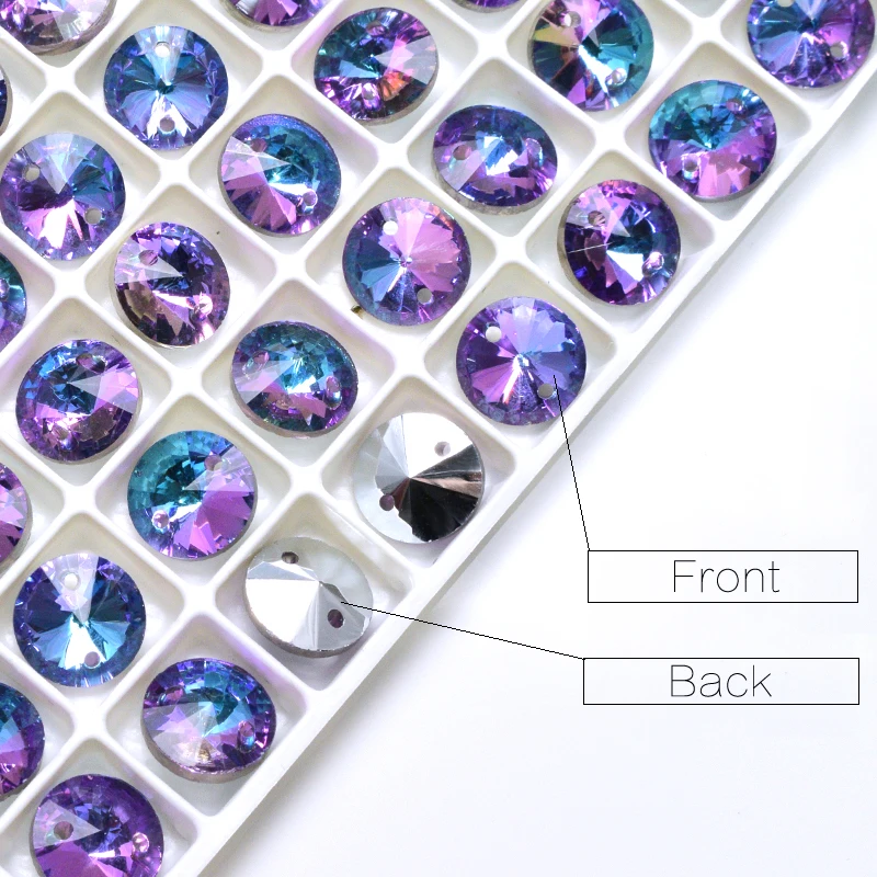 Стразы для шитья высокого качества фиолетовые стразы с двумя отверстиями