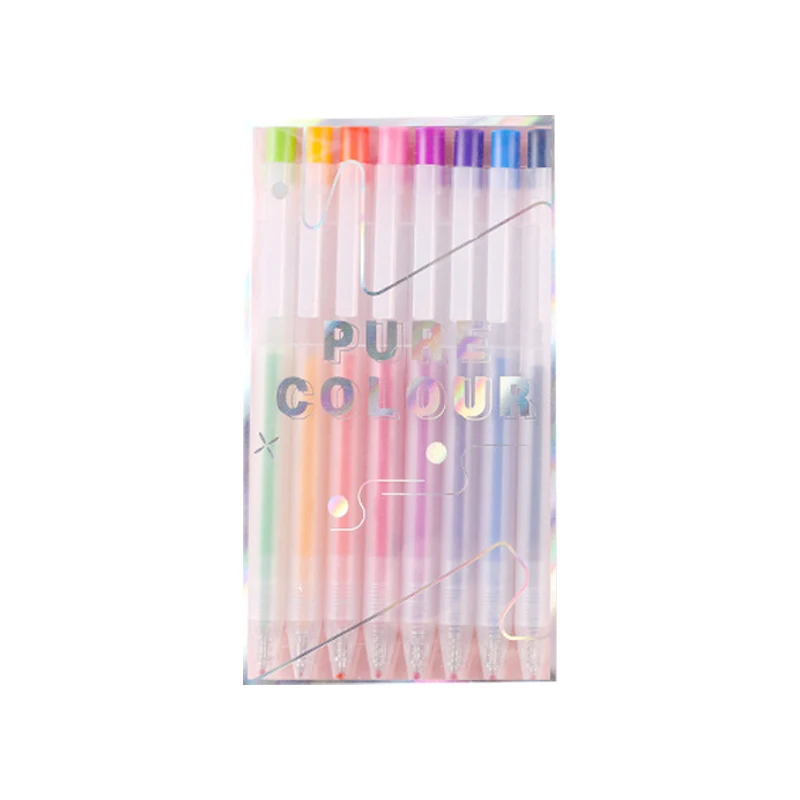 8PCS New Colorful Gel Pens 0.5mm WritingTool 8 Colors Ink Pen for School Students Notes Painting Office Cute Stationary Supplies