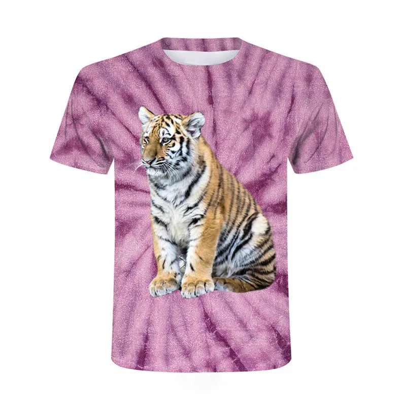 

2020 summer new fashion high quality tiger print T-shirt men's short-sleeved O-neck casual couple fashionable Harajuku T-shirt