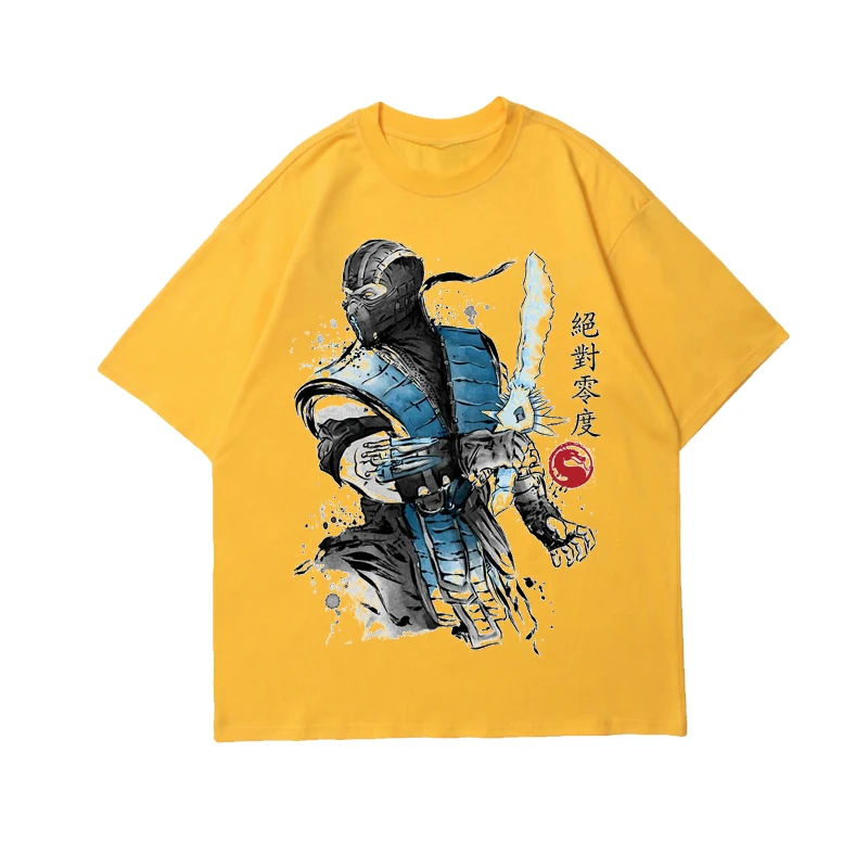 

Men's T Shirt Watercolor Mortal Kombat Liu Kang Scorpion Awesome Illustration Artwork Printed Tees round neck Oversize Tops