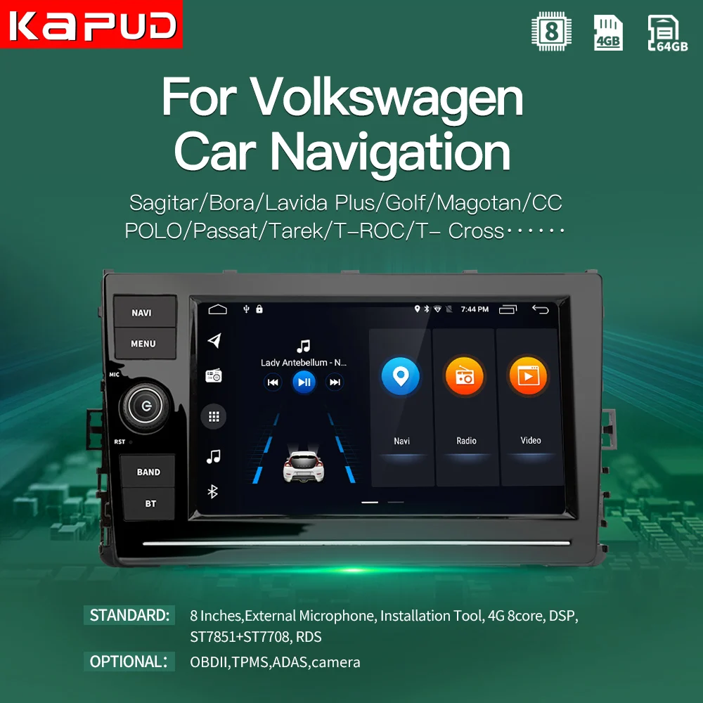 Kapud Android Новый 8 дюймовый автомобильный Авторадио Стерео Gps радио приемник для