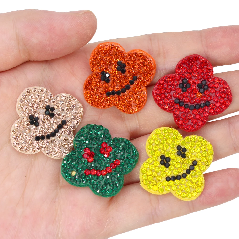 10 шт. стразы со смайликом патчи нетканые для одежды плоская задняя часть пушистая