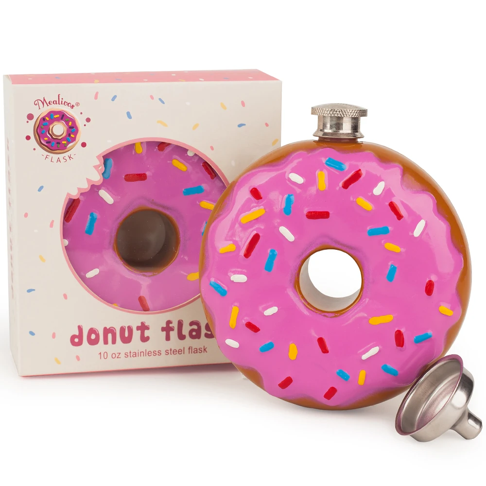 Фляга из нержавеющей стали портативная фляжка с пончиком 10 унций пищевая посуда