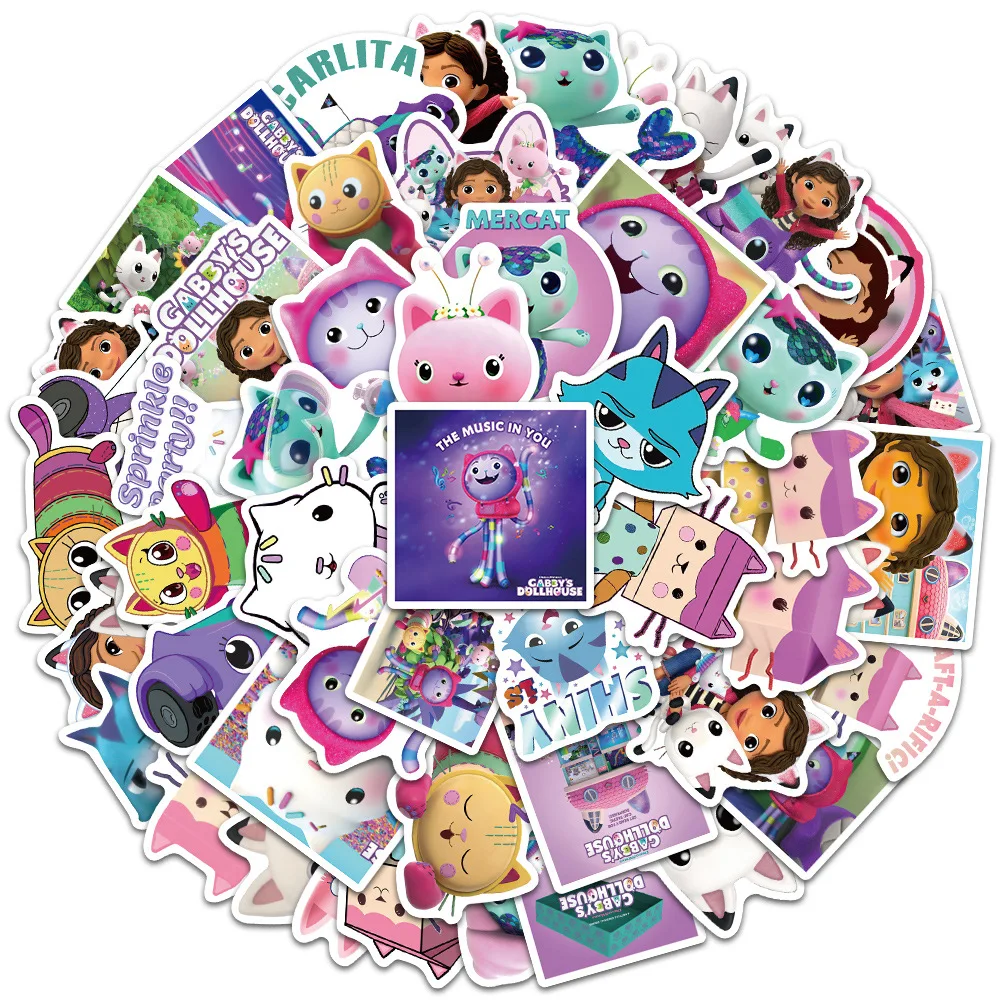 10/30/50PCS Animated Gaby Dollhouse Doodle Stickers DIY Bike Travel Luggage Phone Laptop Waterproof Funny Sticker Decals