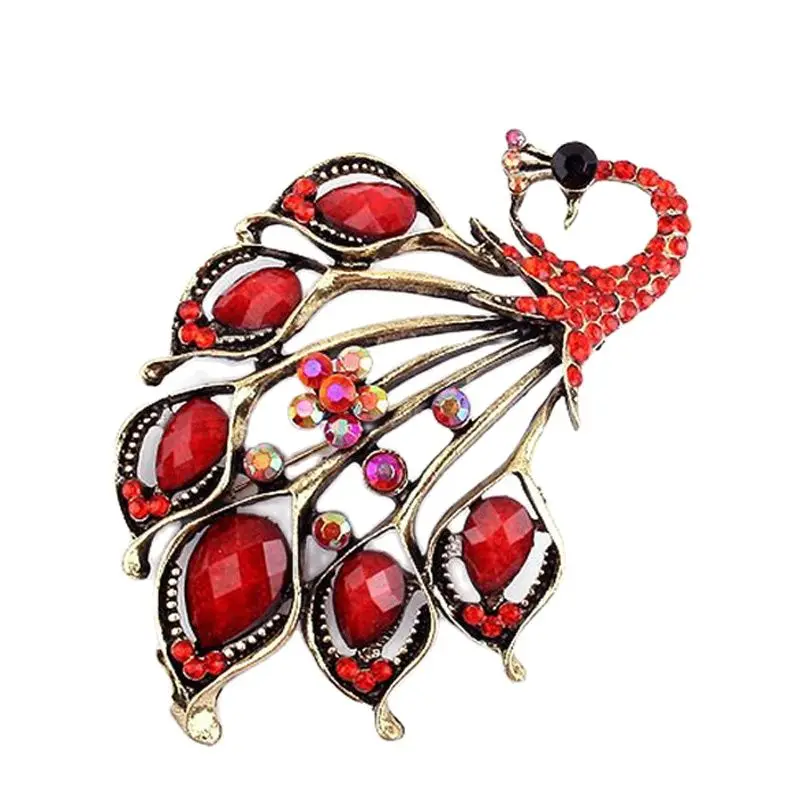Beautiful Rhinestone Gem Big Peacock Brooch Pin European and American Fashion Jewelry Brooch