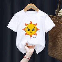 funny cartoon science planets white kid t shirts boy animal tops tee children summer girl gift present clothes drop ship