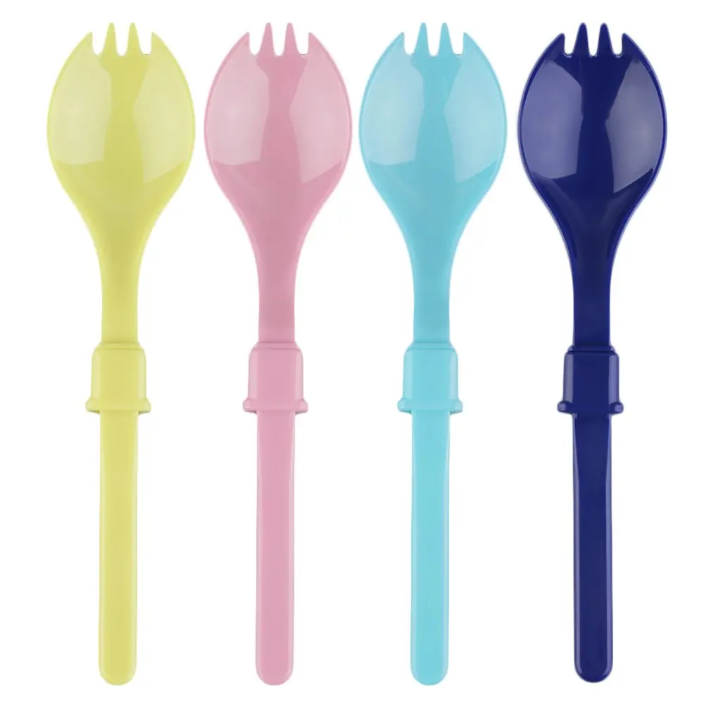 Новый милый Кемпинг Пешие прогулки Пикник складной Spork пластиковая ложка с Чехол