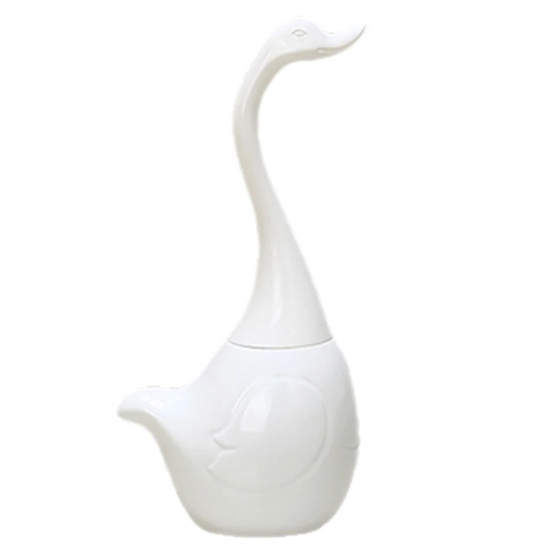 Ceramic Plastic Swan Toilet Brush Holder Creative Bathroom Funny Household Cleaning Tool Brush—White | Обустройство дома