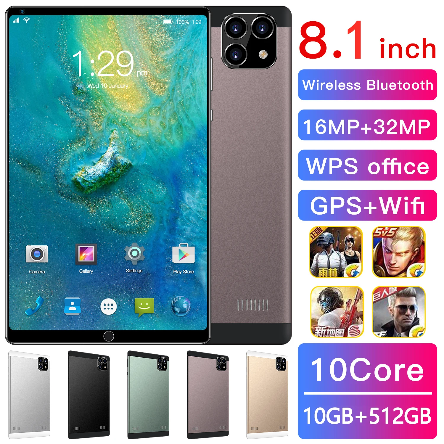 

Hot X22 Tablet PC 8.1 Inch 2560*1600 10GB+512GB 10-Core Android 11.0 16MP+32MP 4G 5G Wifi Double SIM Card GPS Phone Call Pad PC