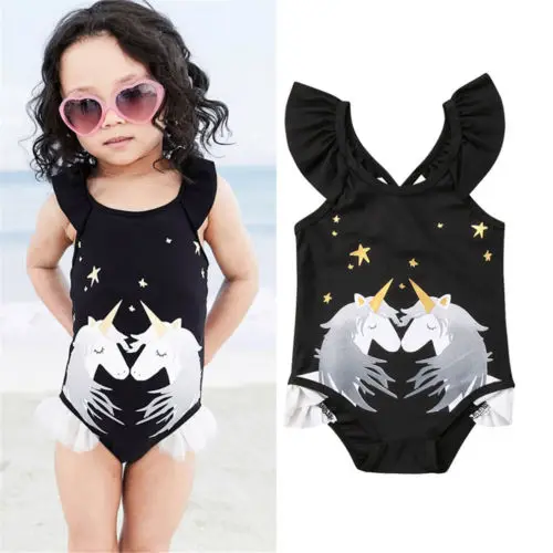 Цельнокроеное бикини для маленькой девочки купальный костюм с рисунком лошади и