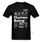 Забавная футболка, Мужская хлопковая футболка с человеческим лейблом, белая футболка с надписью, черная модная одежда на заказ, 2018