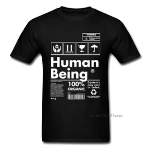Забавная футболка, Мужская хлопковая футболка с человеческим лейблом, белая футболка с надписью, черная модная одежда на заказ, 2018