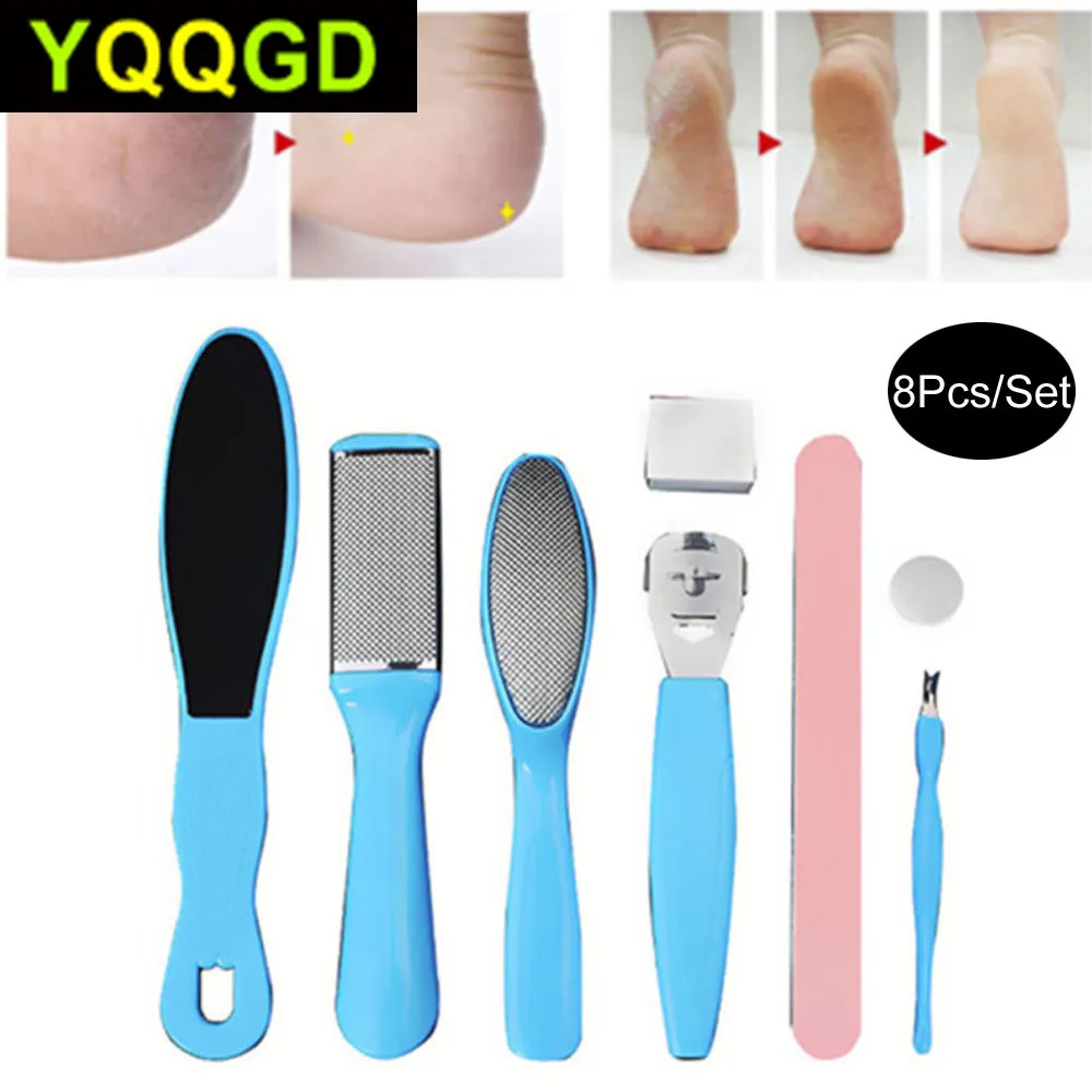 

8Pcs/Set Foot File Dead Hard Skin Remover Scraper Pedicure Grater Tools Portable Cuticle Pusher Nail Foot Care Tool