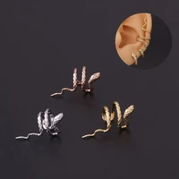 1piece brass snake earing clips without piercing punk non pierced clip earrings ear cuffs for women men fake piercing jewelry