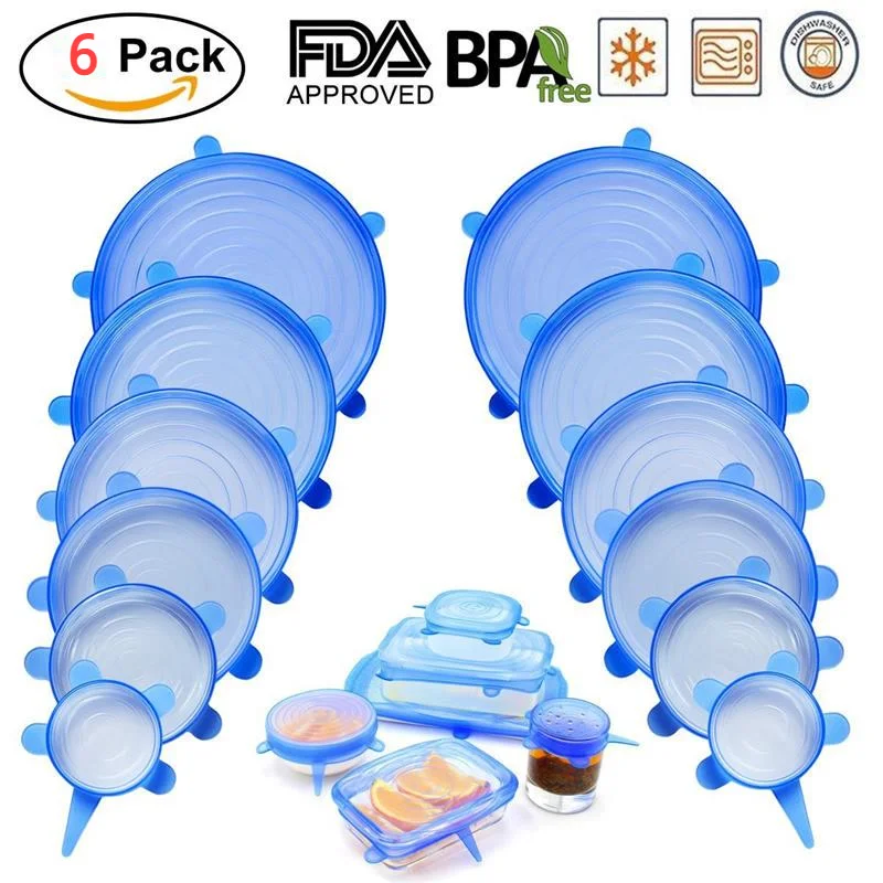 Силиконовые крышки для кастрюли эластичные чашек сковороды свежих продуктов