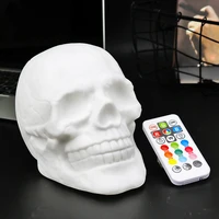 remote control color changeable touch sensor skull led night light lamp with battery usb for holiday gift decoration