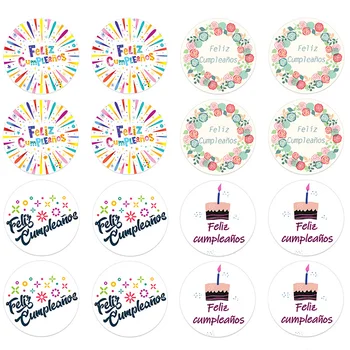 4.5cm Spanish Birthday Party Decor Stickers HAPPY BIRTHDAY Gift For You And Cake Adhesive Seal Sticker For Baking 1
