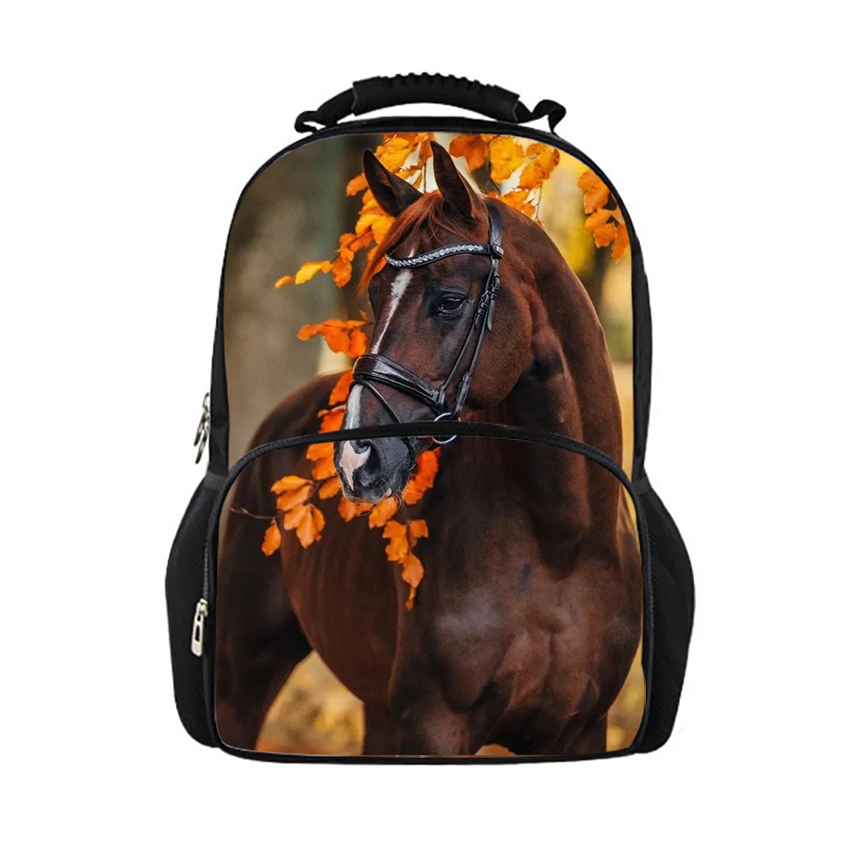 HaoYun Children's Backpacks Flower Horses Prints Pattern Kids School Book Bags Kawaii Animal Teenagers Girls Large Backpack