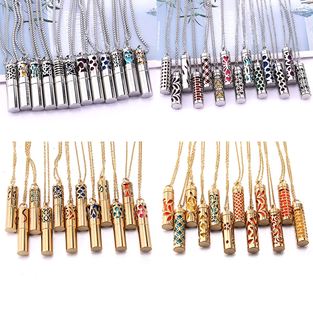 Mixed Stainless Steel Aromatherapy Necklace Hollow Open Locket 316L Essential Oil Diffuser Perfume Necklace Aroma Jewelry