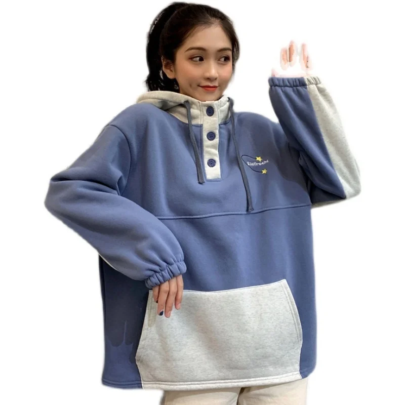 

Зимний утепленный бархатный мягкий свитер с капюшоном Real Shot для женщин осень и зима