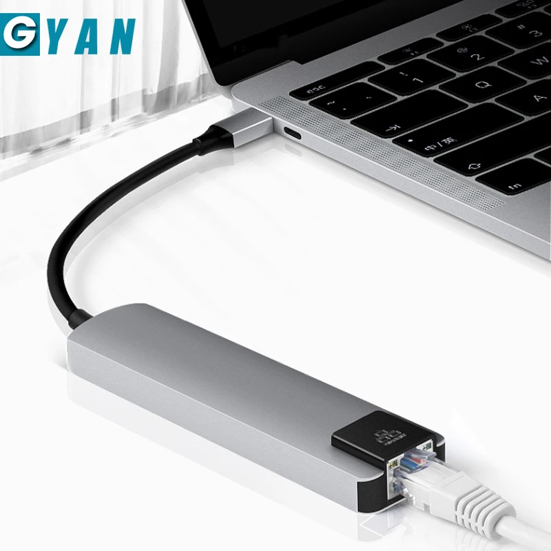 5 в 1 USB C концентратор Hdmi 4 к USB C концентратор для Gigabit Ethernet Rj45 Lan адаптер для Mac book Pro Thunderbolt 3 type c док-станция