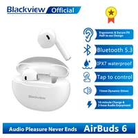 blackview 2021 new airbuds 6 bluetooth 5 3 headset tws wireless earphones touch control headphone with microphone